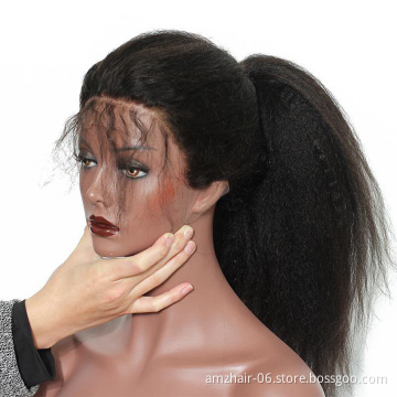 Cheap Kinky Straight Indian Virgin Human Hair Hd Full Lace Frontal Wig Vendor Natural Human Hair Lace Front Wig For Black Women